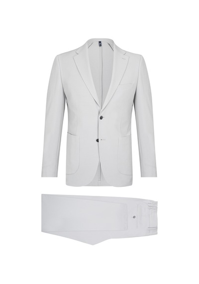 Hatemoğlu Gri Slim Fit Mono Yaka Casual Takım Elbise Hatemoğlu Gri Slim Fit Mono Yaka Casual Takım Elbise