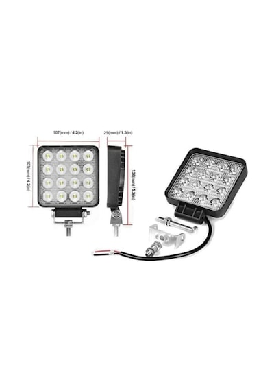 16 Ledli Geri Vites Lambası 12-24v 48w Offroad Projektör Çalışma Lambası 1 Adet