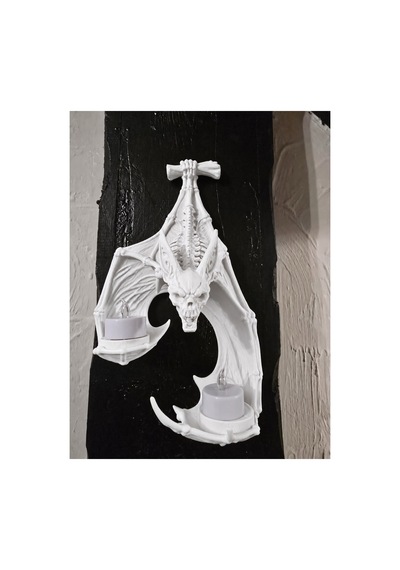 Cadılar Bayramı İskelet Yarasa Led Tea Light Duvar Lambası Beyaz 3d Baskı Gotik Halloween Duvar Dekoru Beyaz Beyaz