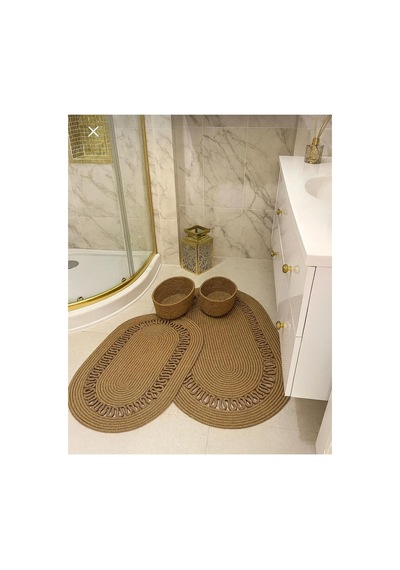 Jüt , Hasır ,banyo Paspas Takımı, Banyo, Takımı, Klozet Takımı Kahverengi Kahverengi