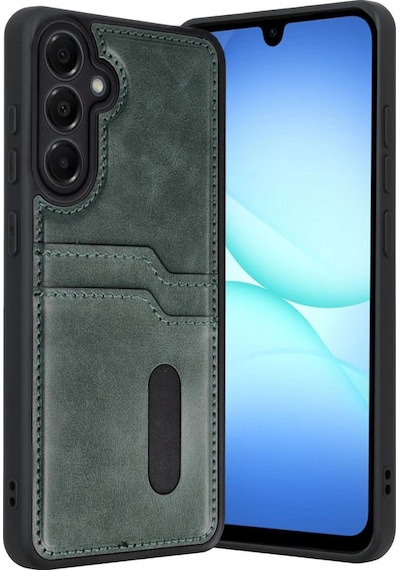 Samsung Samsung Uyumlu Galaxy A17 5g Sara Kartvizitli Deri Kılıf - Yeşil