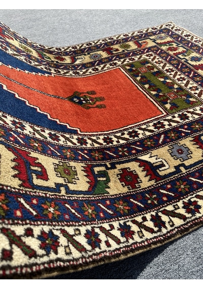 El Dokuma Taşpınar Halısı Seccade 121x198 Büyük Seccade Namazlık Turuncu