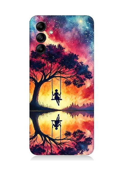 Samsung Galaxy A25 Uyumlu Yansımada Günbatımı Salıncağı Desenli Silikon Kılıf Çok Renkli