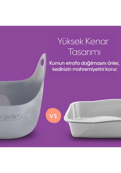 Yüksek Duvarlı Kolay Temizlenen Kedi Kum Kabı Yumuşak Esnek Taşınabilir Premium Kedi Tuvaleti