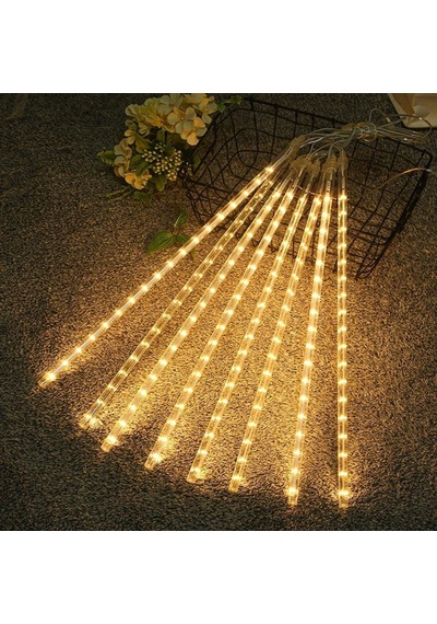 10'lu 45 Cm Plastik Meteor Led Usb 2m Kablo Sarı Renk Ağaç Işığı Renk Değiştiren Asmalı Dekoratif Bahçe Ve Dış Mekan Aydınlatması Sarı