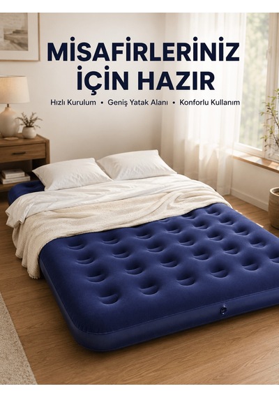 Kamp Ve Festival İçin Şişirilebilir Yatak Çift Kişilik Sağlam Yapı Altın