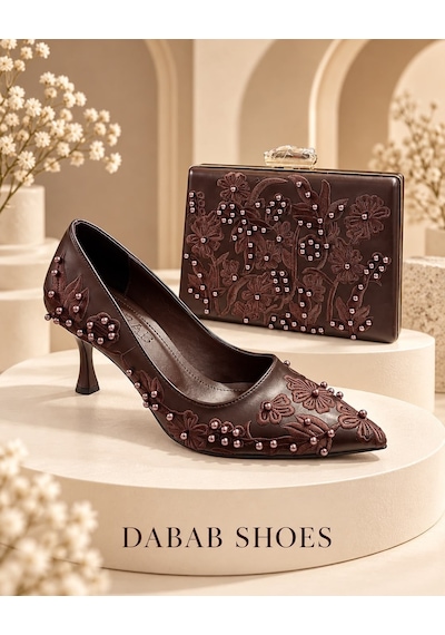 Dabab Shoes Vıanel Kadın Acı Kahve Çiçek Nakışlı İnci Detaylı Sivri Burun 7 Cm Kadeh Topuklu Stiletto Ayakkabı Ve Abiye Çanta Kahverengi Dabab Shoes Vıanel Kadın Acı Kahve Çiçek Nakışlı İnci Detaylı Sivri Burun 7 Cm Kadeh Topuklu Stiletto Ayakkabı Ve Abiye Çanta Kahverengi