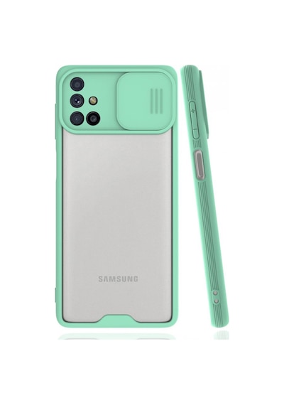Nettech Samsung Galaxy M51 Uyumlu Platin Kamera Kızaklı Arka Koruma Kılıf - Siyah Siyah