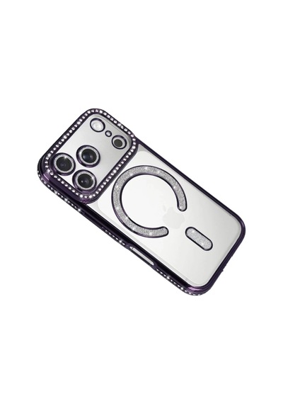 Apple İphone 17 Pro Max Uyumlu Joke Simli Magneticsafe Kılıf - Derin Mor