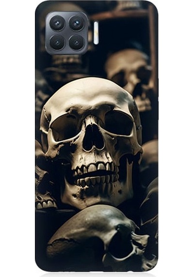 Oppo Reno 4 Lite Uyumlu Kuru Kafa Desenli Silikon Kılıf