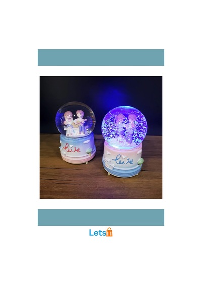 Sevimli Sevgililer Büyük Boy Kar Küresi Romantik Müzikli Led Işık 1 Adet