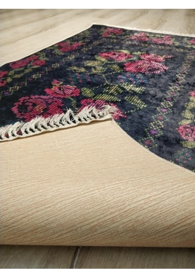 Yamalı Home Style Deri Taban Siyah Kırmızı Pr5616-80X150 Siyah
