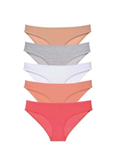 5 Adet Süper Eko Set Likralı Kadın Slip Külot Ten Gri Beyaz Pudra Fuşya