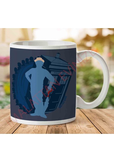 1-728 7th Doctor Who Silhouette Sylvester Mccoy Tardis İki Tarafı Baskılı Kupa Bardak.jpg
