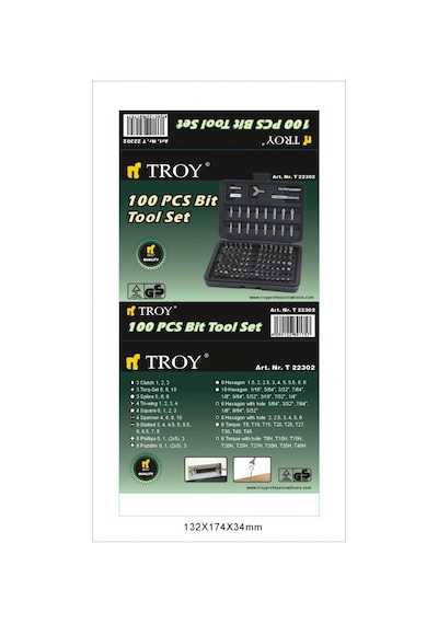 Troy 22302 Bits Uç Seti. 100 Parça