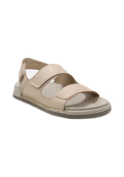Pisagor Ps-5355 Erkek Ortopedik Hakiki Deri Sandalet Krem