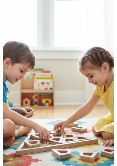 Ahşap Eğitici Üçgen Puzzle Model Yapboz