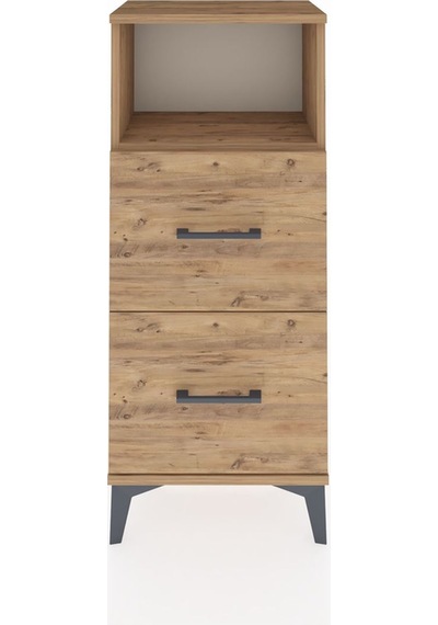Arges Komodin Tek Raflı 2 Çekmeceli 44x30x106 Çam-çam Çam