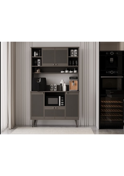 Melura Kahve Köşesi 120 Cm %100 Mdf Çok Amaçlı Dolap Gri