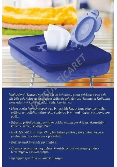 Tupperware Islak Mendil Kutusu 650 Ml Lacivert Ince Mendil Kutusu N1142010 Çok Renkli