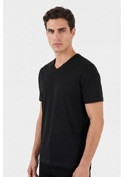 Buratti Pamuklu Regular Fit V Yaka T Shirt Erkek T Shirt 5902719 Siyah