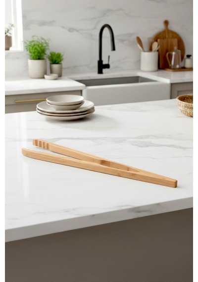 Bambu Uzun Servis Maşası 48 Cm Kahverengi