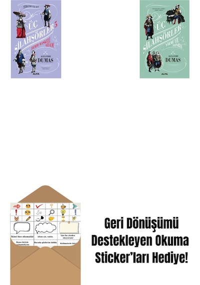 Üç Silahşörler 5 - Demir Maskeli Adam Ciltli + Üç Silahşörler Yirmi Yıl Sonra Ciltli + Okuma Sticker'ları