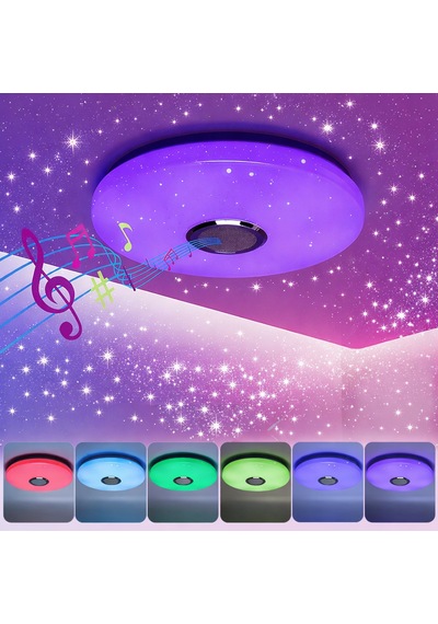 Akıllı Rgb Led Tavan Lambası Bluetooth Hoparlörlü, Müzikli, Uygulama Kontrollü 60w Beyaz