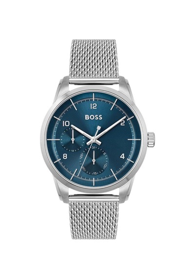 Hugo Boss HB1513942 Hasır Metalik Gri Mavi Kadran 42 mm Erkek Kol Saati