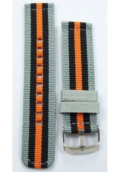 Kumaş Perlon Gri Siyah Turuncu 20Mm Spor Saat Kordonu Kayışı Nato