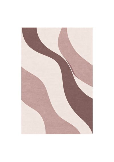 Kartela Halı Akış Dalgalı Modern Halı Gül Kurusu Kaymaz Taban Makinede Yıkanabilir 180x270 Cm