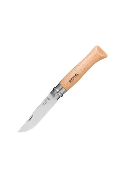 Opinel İnox 9 No Kayın Saplı Paslanmaz Çelik Kamp Çakı Kahverengi