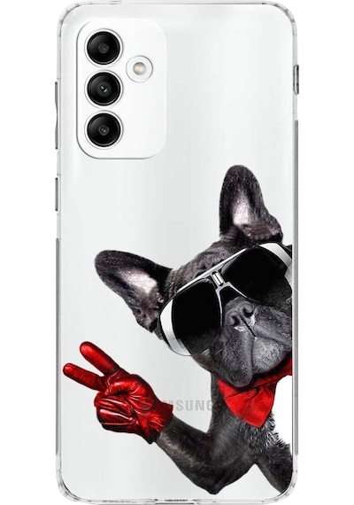 Samsung Galaxy M13 İle Uyumlu Köpek 2 Kamera Korumalı Şeffaf Kılıf Şeffaf
