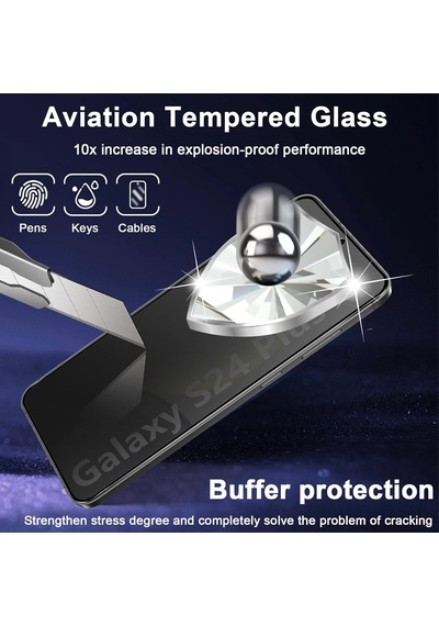 Samsung Galaxy S24 Plus İçin Privacy Temperli Cam 2 Adet - Yanlardan Siyah Görünüm, Kavisli Kenar, Parmak İzi Azaltıcı, Ultra İnce 0.3mm, Hassas Kesim