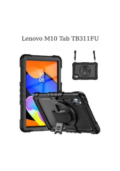 Lenovo M10 Tb311fu İle Uyumlu Defender Askılı 360 Dönebilir Standlı Zırh Tablet Koruyucu Kılıfı Korumalı Kapak