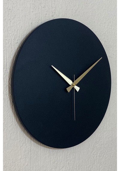 Round Model Modern Metal Sıvama Akar Sessiz Mekanizmalı Duvar Saati 40 40 Cm Siyah