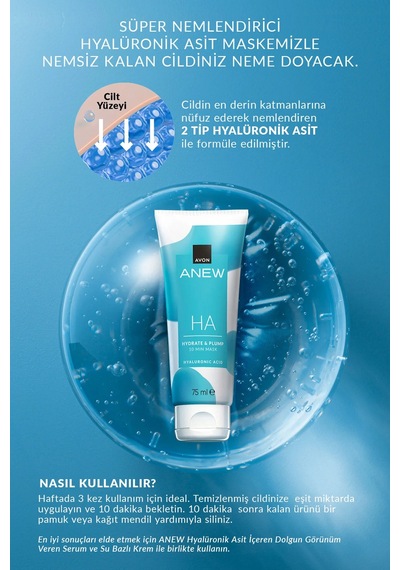 Anew Ha Nemlendirici Ve Dolgun Görünüm Veren 10 Dakikalık Yüz Maskesi 75 Ml.