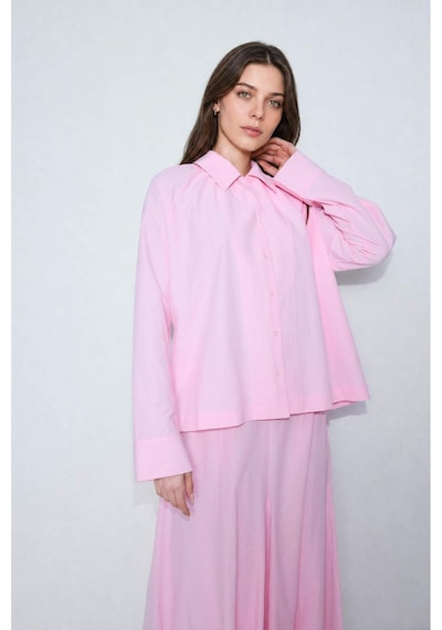 Defacto Regular Fıt Poplin Uzun Kollu Açık Pembe Tunik H5622ax26smpn105 Pembe-pn105