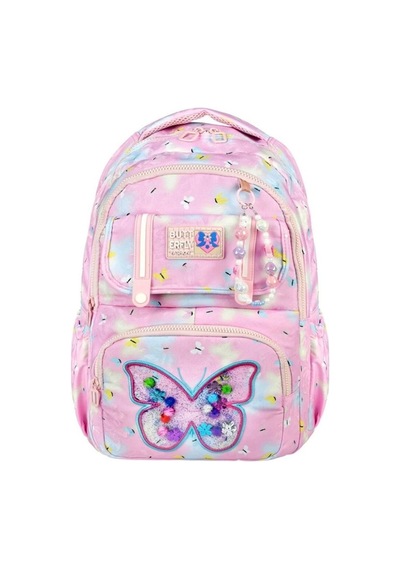 Miço Kids Kelebek Desenli Kız Çocuk 3'lü Okul Çanta Seti Pembe