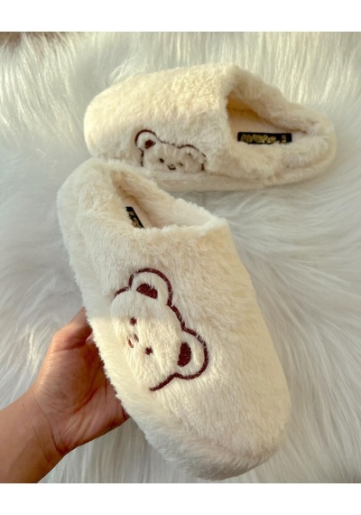 Stwenn 3 Lü Avantajlı Paket Kışlık Peluş Desenli Sessiz Ortopedik Taban Çeyiz Misafir Ev Terliği Set 3'lü Ayıcık Terlik