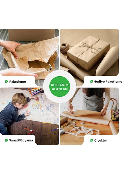 Kraft Rulo Ambalaj Kağıdı, Çeyiz, Koli, Hediye Paketleme, Çiçek Buket, Dıy Kağıdı, 80g, 120cm X 10m