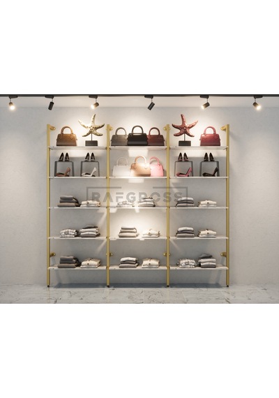 Mağaza Raf Sistemi, Askılık Sistemi, Butik Rafı, Mağaza-195x250 Gold - Mermer