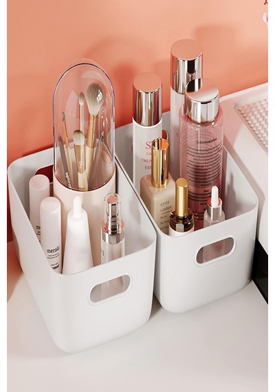 2 Adet Beyaz 3.5 Litre Basic Dolap Içi, Buzdolabı Düzenleyici, Banyo Organizer Sepet Plastik 20 X 30 Diğer