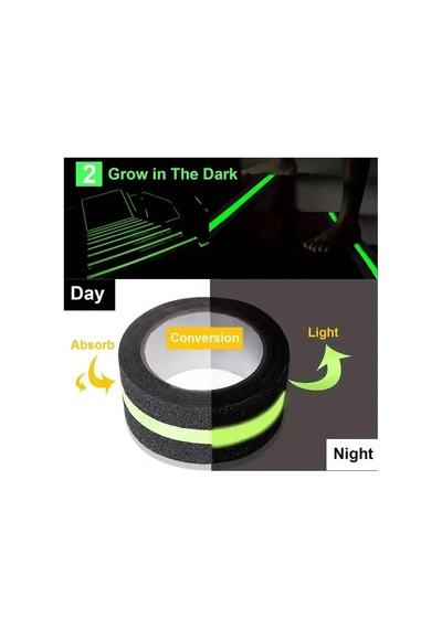 Fosforlu Kaydırmaz Merdiven Bandı 50mm X 5mt Yeşil Fotolümenli Gece Parlayan Kaymaz Bant