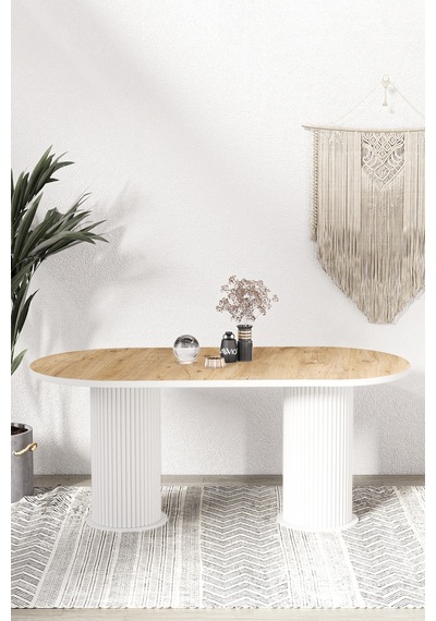 Avvio Kiev Ptt Lake Mdf Beyaz Ayakli 80x140 Mutfak Masasi Yemek Masasi Akça