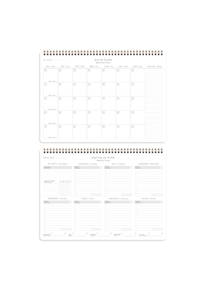 Paperora Süresiz Haftalık Spiralli Masaüstü Planlayıcı 24x34 Cm - Desk Planner Lacivert Genel