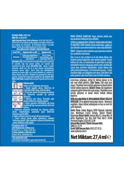 Raid Sinekkovar 45 Gece Sistem 27 Ml Yedek