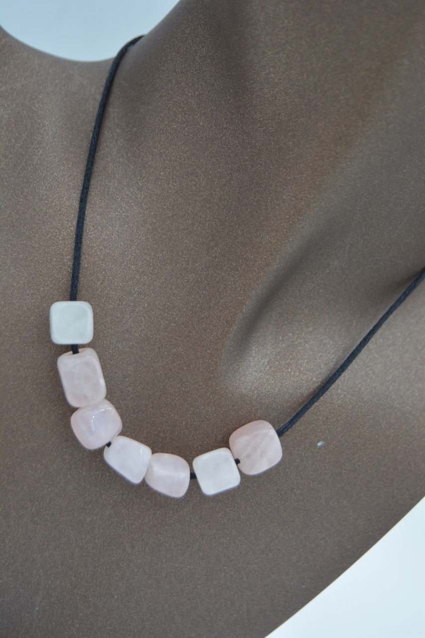 Stoneage Jewellery Pembe Kuvars Taşlı Metalsiz  Kolye Turkuaz