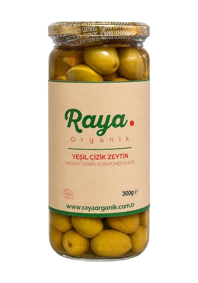 3 Adet Raya Organik Yeşil Çizik Zeytin 300 G