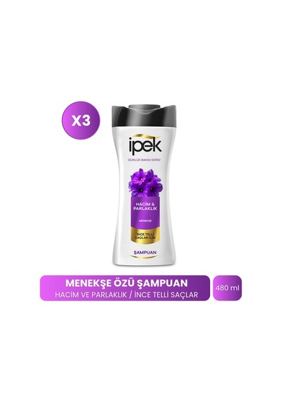 İpek İnce Telli Saçlar İçin Menekşe Özü Şampuan 480 Ml X 3 Adet PKT.IPEK.011